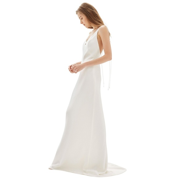 Topshop Bride V-Neck Satin Sheath Gown - Picture 4 of 9